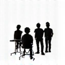 Icône d'un groupe de personnes apprenant dans un atelier, symbolisant des ateliers collectifs