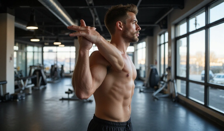 Un athlète s'étirant après une séance d'entraînement