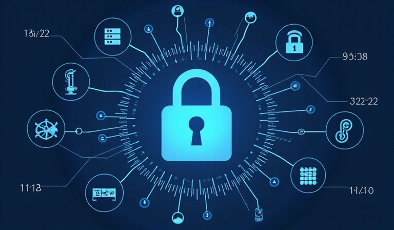 Illustration d'un cadenas numérique et de symboles de protection des données, représentant la sécurité des informations sur internet.