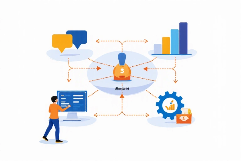 Illustration de diverses icônes représentant l'utilisation sécurisée des données: communication, analyse, personnalisation, service client.